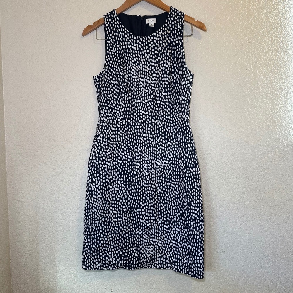 J. Crew Womens 4 Dress Sleeveless Basketweave Oncilla Print Sheath Date Romantic